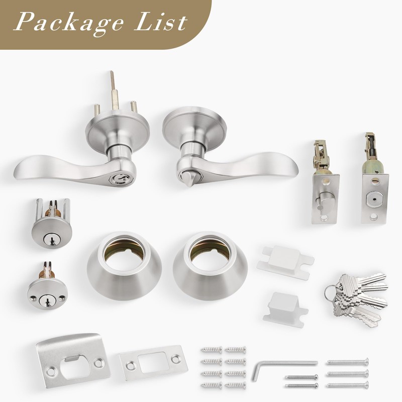 Brotima 3 Pack Exterior Door Lock Set,Double Cylinder Deadbolt with