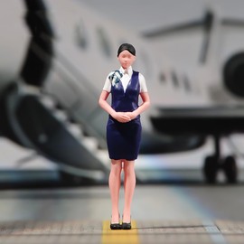SOUFORCE 1/18 Scale Scene Props Figure Stewardess with Blue Suit Standing Posture Miniature Action Figure Model