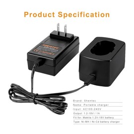 Shentec 1.2V-18V Battery Charger Compatible with Makita 7.2V 9.6V 12V 14.4V 18V Ni-MH/Ni-Cd Pod Style Batteries