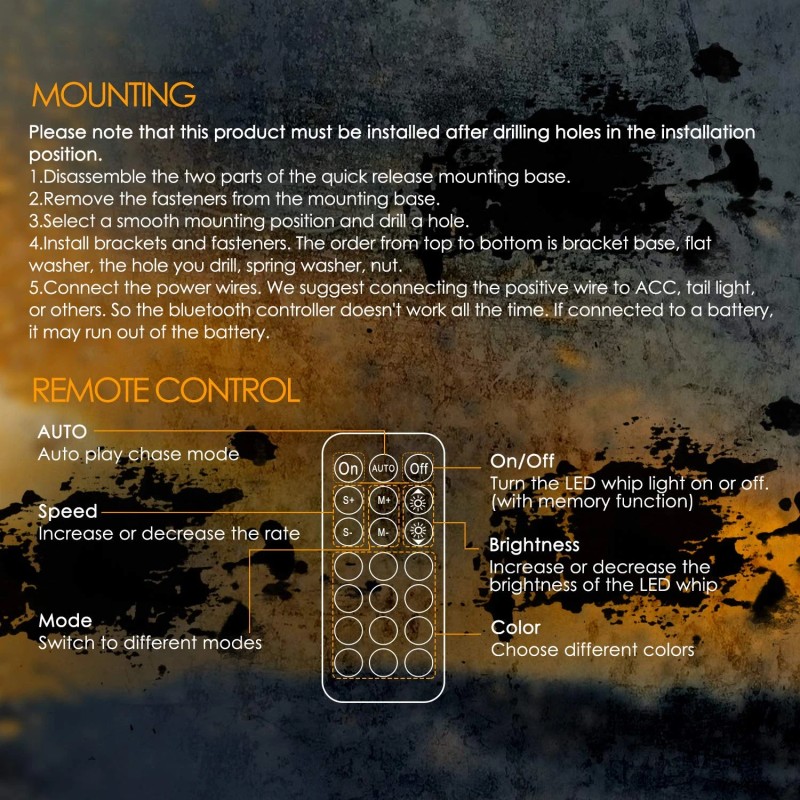 NR NIRIDER Nirider 2Ft Led Whip Lights With Flag Pole