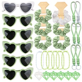 Amycute Bridesmaid Gift Hen Party Bag Fillers - Satin Hair Scrunchies, Heart Sunglasses, Keyring Set, Hen Do Gifts Bride to Be Party Favours Wedding Proposal Gifts for Bridesmaid