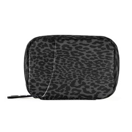 xigua Leopard Black Pill Box 7 Day Travel Pill Cases Bag,Weekly Portable Pill Organizer Bag with Zipper for Vitamin Supplement Fish Oil