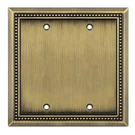 Henne Bery Sunken Pearls Heavy Duty Decorative Wall Plate Switch Plate Outlet Cover (Double Blank, Antique Brass)