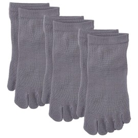 Okamoto 24 Hour Odorless Super Sock Men's 5 Toe Socks, 1 Pair/3 Pairs/5 Pairs Set, Short Length, Deodorizer, Socks, Water Absorbent, Moisture Wicking, No Stuffiness, Foot Support, Business, gray