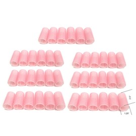 42 Count Diameter 1.25" Self Grip Non Slip Hair rollers for Medium Soft Curls pink