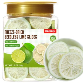 Haomly Freeze-dried Seedless Lime Slices,1.9oz(55g),Dehydrated Limes for Cocktails,Tea, Snacking, Baking, Smoothies, Garnishing, and Desserts,100% Natural Dried Limes