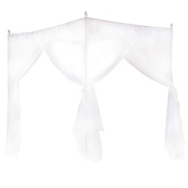 Caredy Mosquito Net, Universal White Luxury Mosquito Net Princess Three Side Openings Post Bed Curtain Canopy Netting for Bed Home Bedroom Outdoor Camping (150 x 200 x 200)