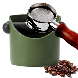 POPOYU Coffee Knock Box,Mini Espresso Knock Box,Army Green Coffee Grounds Container Small Knock Box,with Shock-Absorbent Removable Knock Bar and Non-Slip Base,Grind Barista Accessories