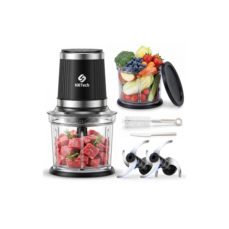 Food Processor Set: 2-Speed Food Chopper with Two 4 Cup