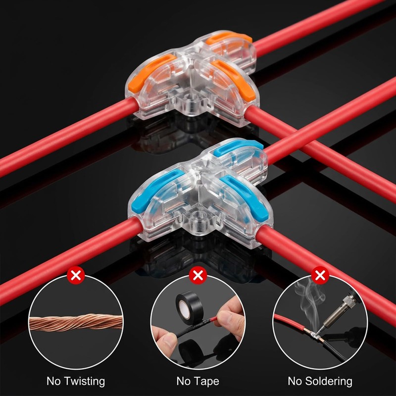 16 Pcs T Tap Wire Connectors for AWG 28-12 Wiring