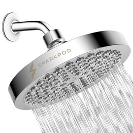 SparkPod Shower Head - High Pressure Rain - Luxury Design - Easy Clean Adjustable Replacement for Your Bathroom Shower Heads (Polished Chrome Finish, 6 Inch Round)
