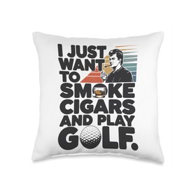 I Just Want To Smoke Cigars and Play Golf Retirement Plan Throw Pillow