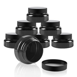 24 Pack 5 Oz Plastic Containers With Lids and Waterproof Label BPA Free - Refillable Transparent Cosmetic Containers for Body Butter,Sugar Scrubs,Cream,Lotions,Candy,Bath Salt(Black, 5 oz)