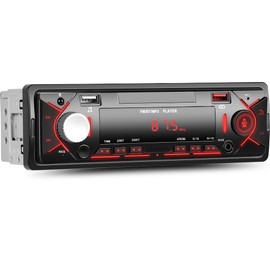 OiLiehu Single Din Car Stereo Bluetooth Hands-Free, 1 Din Car Stereo with FM Radio, LCD Clock Display, MP3 Player Support 2 USB/AUX