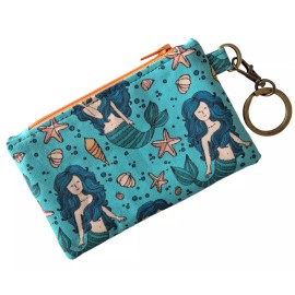 Sundari's Sweet Shoppe Mermaid Zip ID Case Lanyard Key Ring Dorm ID Holder Wallet