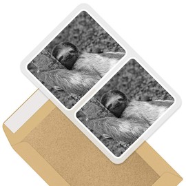 Rectangle Stickers (Set of 2) 10cm - Beautiful Sleepy Sloth Lazy Cute Fun Decals for Laptops,Tablets,Luggage,Scrap Booking,Fridges, #36753