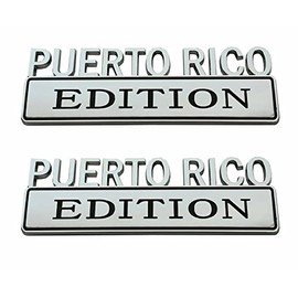 2Pc Set Puerto RICO Edition Truck Emblem Flag Decal 3D Exterior Badge Sticker Car Truck Decal Replacement for Cars, Trucks, Motorcycles, Boats & Laptops(Silver Black