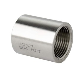 Quickun 304 Stainless Steel Pipe Coupling Fitting, 1/2" x 1/2" Female Pipe Coupler Connector Adapter Fitting (1" Length)