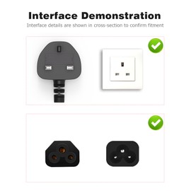 Laotop Power Cable 1.5M, Mellbree UK 3 Pin C5 Cloverleaf Power Cable for Laptop Compatible with Acer, Dell, HP, Sony, Delta, Lenovo, ThinkPad, IdeaPad, Yoga, Edge, Asus Rog, Trio, LG