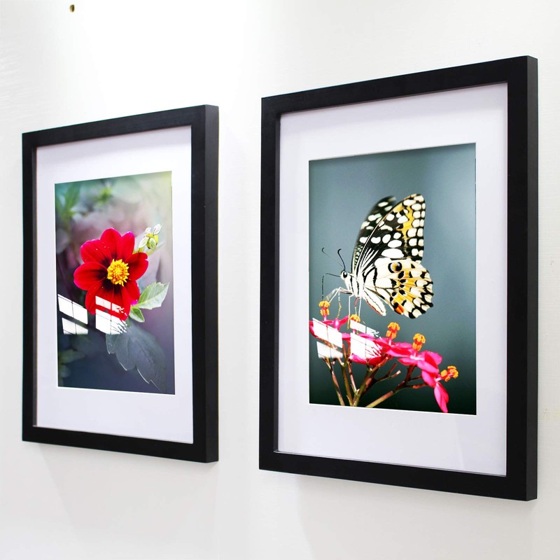 VITOIVE 18x18 Frame Black With Mat 14x14 Solid Wood Picture