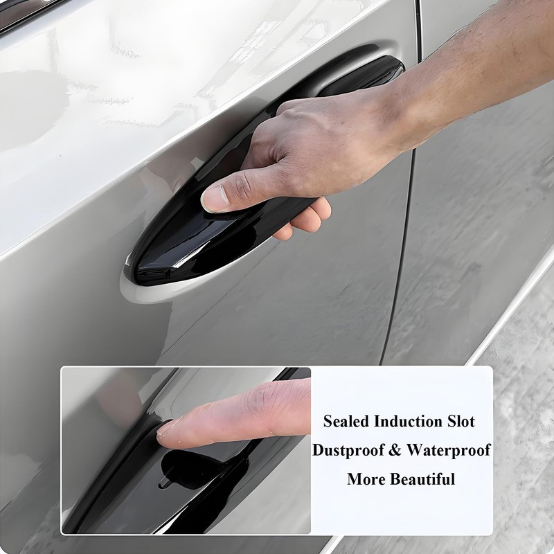 Zacxoxsr No Adhesive Snap-on Car Door Handle Cover Protector Compatible