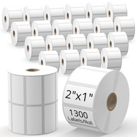 TgSmder 2" x 1" Direct Thermal Shipping Labels – White Self-Adhesive Compatible with Zebra, Rollo, MUNBYN Thermal Printers | Address Labels, Barcodes, FNSKU | 24 Rolls (1300/Roll) – Total 31200 Labels