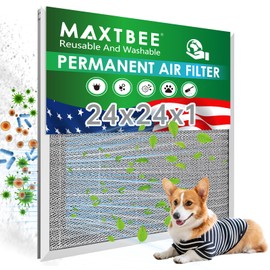 MAXTBEE 24x24x1 Air Filter Electrostatic Filter Reusable Washable HVAC AC Furnace Filter,MERV 8,Lasts a Lifetime, Healthier Home or Office(Actual Size:23.35x23.35x0.8 Inch)