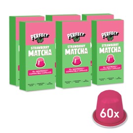 Perfect Ted | Strawberry | 60 Pods Compatible with Nespresso® | Ceremonial Grade Powder | Japanese Matcha Latte