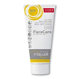 Mawaii Sonnencreme Sport & Surfen Gesichtscreme 50 SPF - 75 ml - Aloe Vera Wasserfest und Schweißfest Sonnenschutzcreme, ideal für Wassersport und Outdoor Sportarten sowie Anti-Aging Sonnenschutz