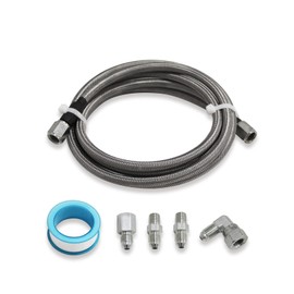 Steel Braided Turbo Oil Feed Line -4AN, Pressure Stainless Remote Turbocharger Sensor Teflon 4 AN Gauge Line Kit (60 inch)