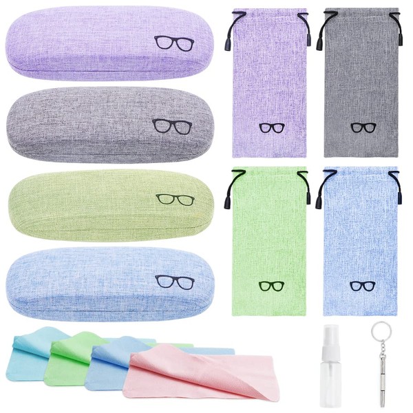 LZYMSZ 4 Sets Glasses Case, Portable Canvas Hard Case Glasses