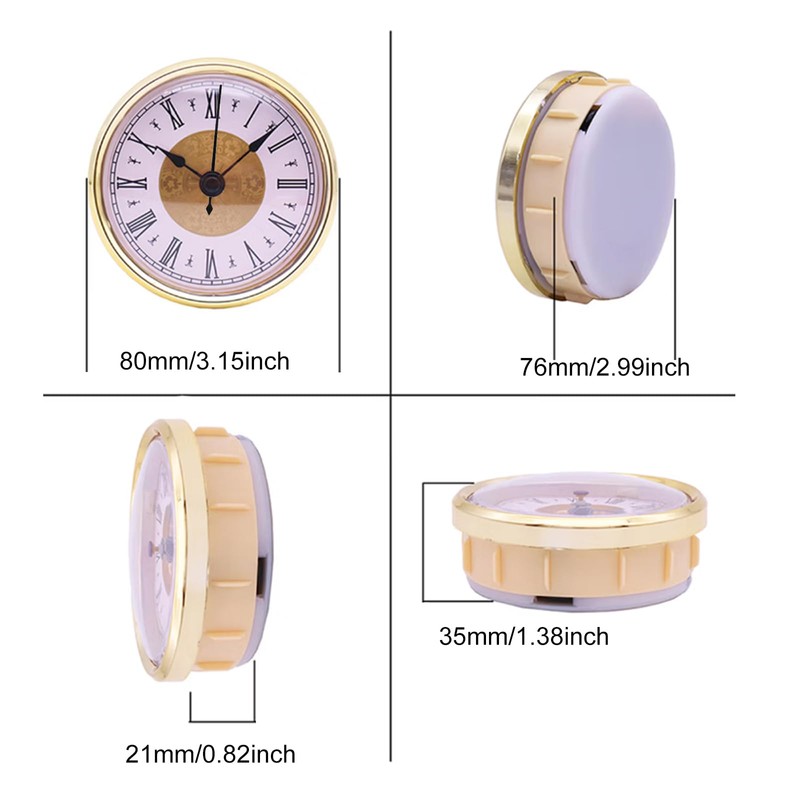 SIPYTOPF 3.1 Inch/ 80 mm Roman Numeral Clock Insert (Gold)