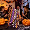 Halloween Party Paper Straws Black and Orange Purple Pumpkins Bats