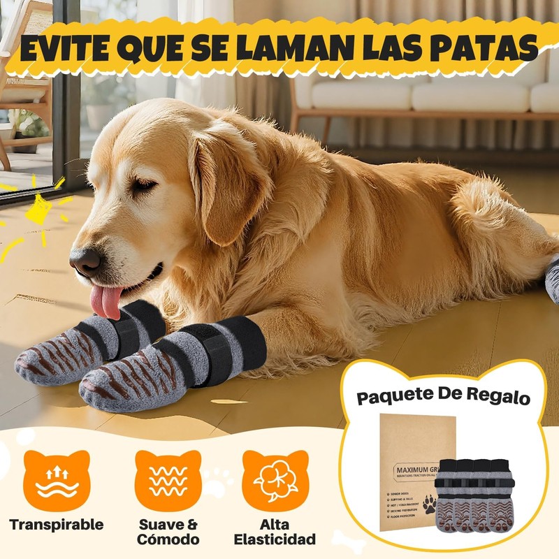 SlowTon Calcetines Antideslizantes para Perros, 4/6 Piezas Doble Cara