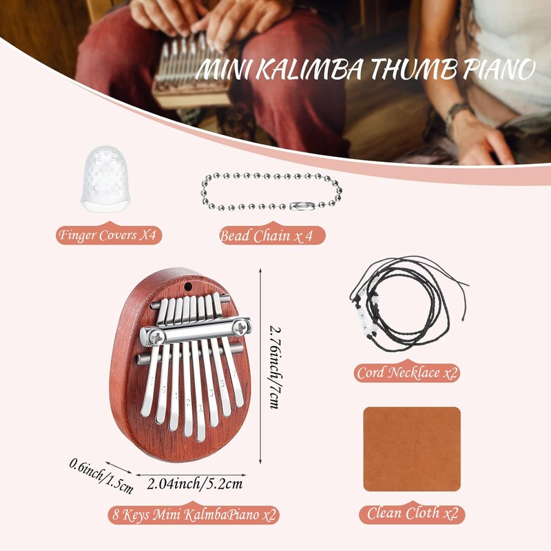 Feishiong 2 Pcs Kalimba Thumb Piano,8 Keys Portable Mini Finger