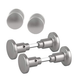 BigDean Aluminium Room Door Knobs Button Pusher - Coated Aluminium - for Turning Doors - Ideal as Protection Against Accidental Door Opening (4, Silver Door Handle)