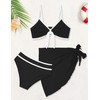 Perdeca - Conjunto de bikini para niñas, 3 piezas, traje