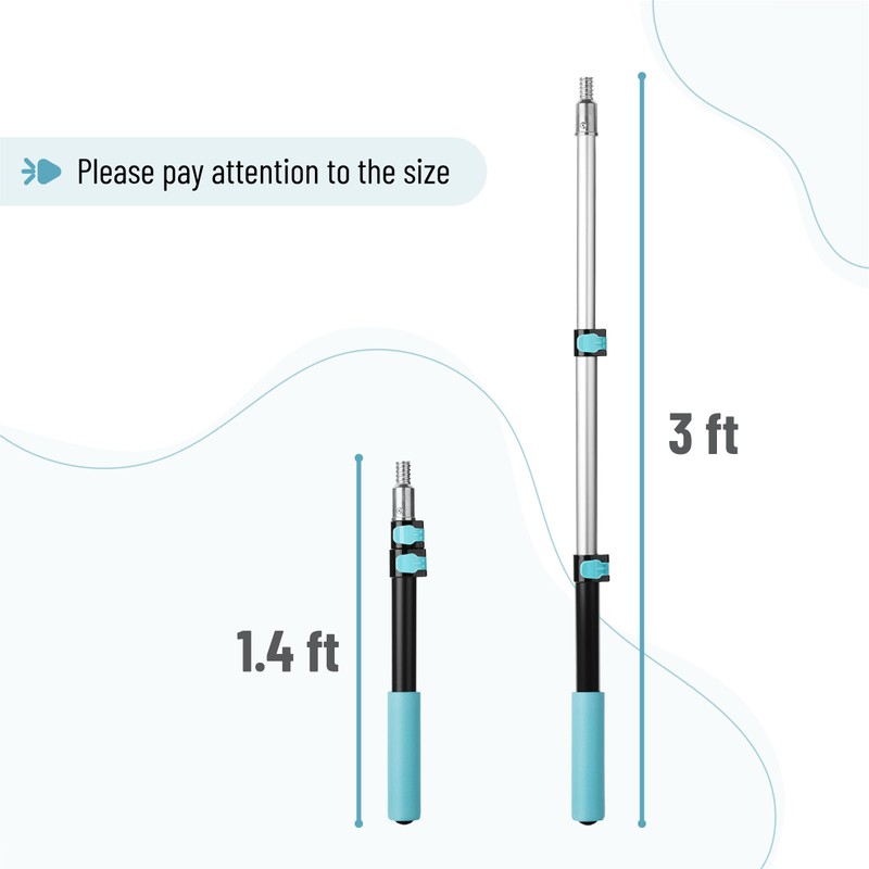 Bates- Extension Pole, 1.4 to 3 Ft Pole, Black &