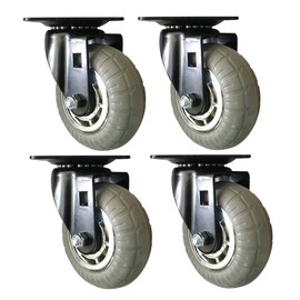 Headbourne 8269E Designer Casters 4 inch Soft Rubber Chrome & Black Designer Caster, 4 Pack