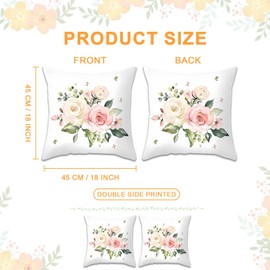 Betadistor Flower Cushion Cover 45x45cm White - Decoration Throw Pillow Cover 18x18 Inches (Set of 2) 502-0029