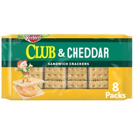 Keebler Sandwich Crackers, Single Serve Snack Crackers, Lunch Snacks, Club and Cheddar, 11oz Tray (8 Packs)