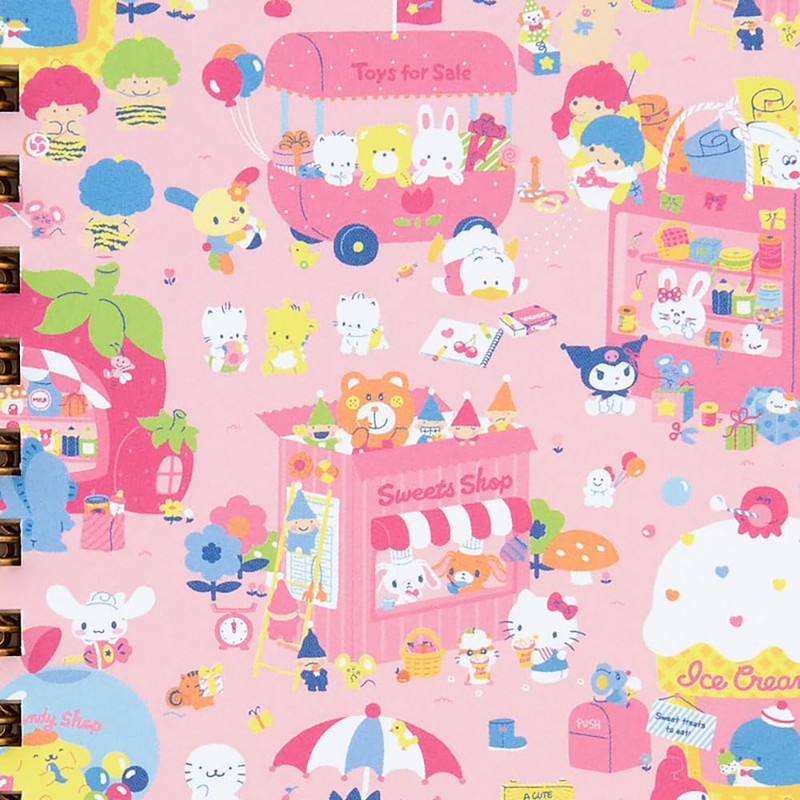 Sanrio 091723 B7 Ring Notebook, Sanrio Characters, 5.0 x 3.9