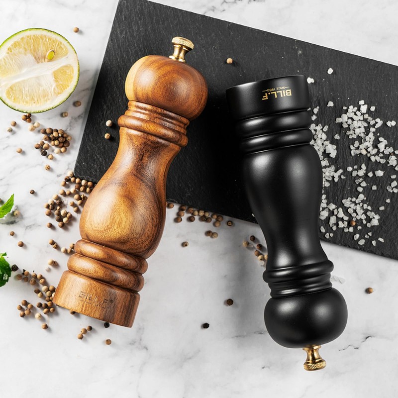BILL.F Pepper Mill, Salt Mill, Natural Oak Mill, Pepper Mill,