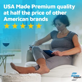 ABSOLUTE SUPPORT Made in USA - Womens Compression Knee Hi Socks 8-15mmHg for Improving Blood Circulation - Sheer Compression Stockings Women 8-15 mmHg for Work Office Travel - Taupe, Medium