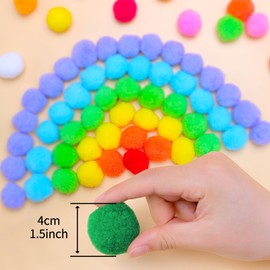 Eppingwin 90PCS Green Pom Poms,1.5 Inch Soft Pompoms for Crafts,4CM Big Pom Pom for Arts & Crafts DIY Projects (Green)