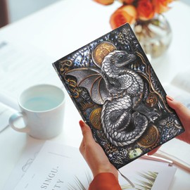 Dragons Leather Journal Notebook Gifts - 3D Embossed Leather Journal Dragon Journal with Lined Paper Cool DND Notebook Accessories DND Gifts for Women & Men & Nerdy (A5,Multicolor)