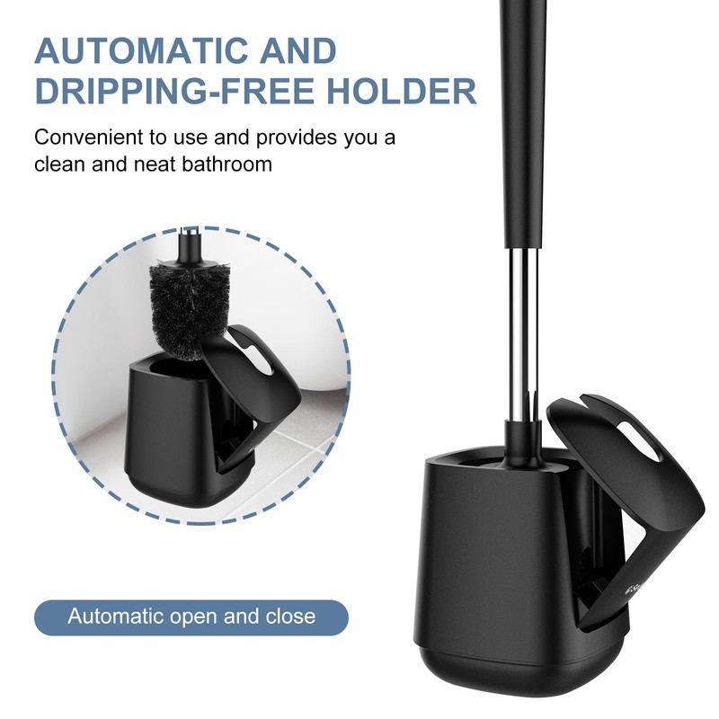 SetSail Toilet Brush and Holder 3 Pack, Self Closing Lid