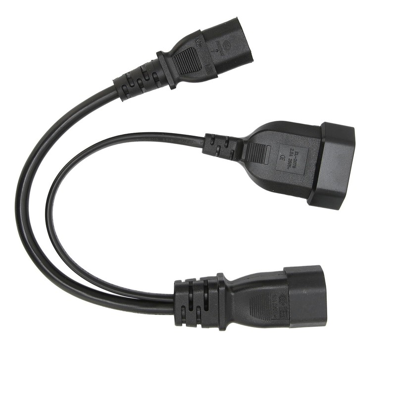 IEC320 C14 to C13 and EU Power Cord Y Splitter