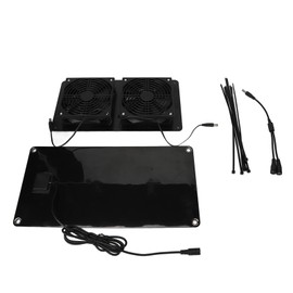 10W Solar Panel Powered Fan Efficient Fast Cooling Solar Powered Dual Fan Kits for Chicken Coop Shed Pet Houses