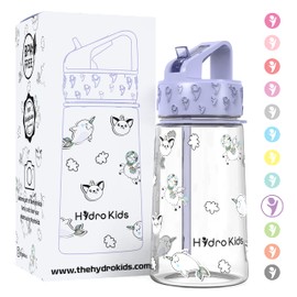 HydroKids Water Bottle with Straw – 400ml BPA Free Kids Water Bottles for School Travel Sports – Leakproof Childrens Drink Bottle for Girls Boys Childs
